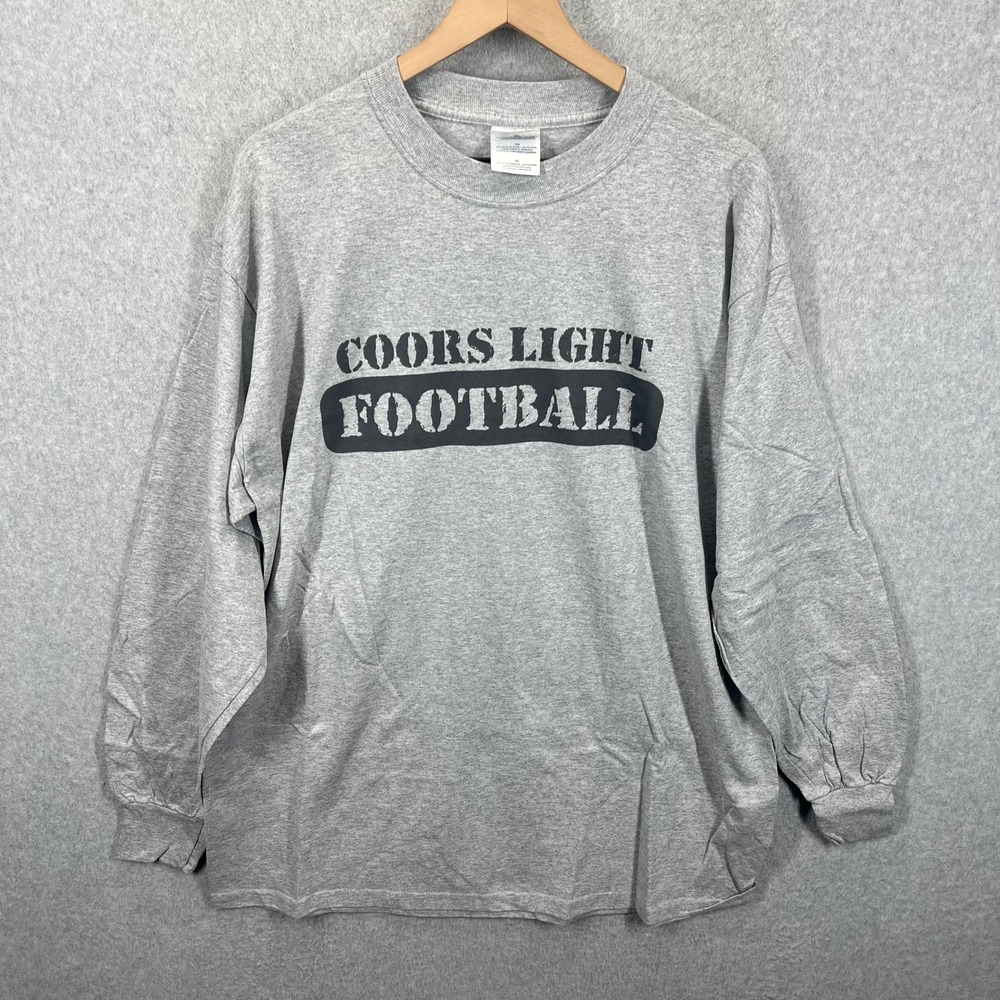 Gildan Coors Light Football Long Sleeve Shirt Mens XL Gray Beer Promo Graphic